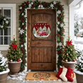 thumbnail image 4 of Welcome Sign for Front Door, Christmas Truck Round Metal Wall Art Wreaths, Farmhouse Xmas Tree Red Buffalo Plaid Outdoor Indoor Wall Hanging Sign for Porch Decor Housewarming Gifts 11.8 Inch, 4 of 8