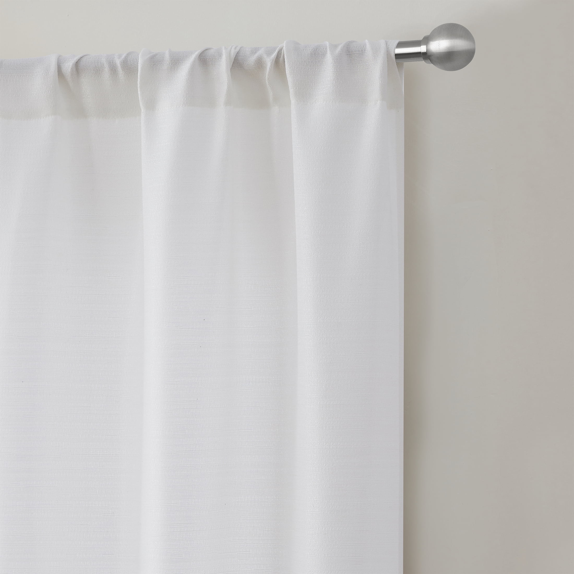 Mainstays Textured Solid Light Filtering Curtain Panels, Set of 4, White, 28"W x 84"L