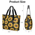 thumbnail image 3 of Tote Bag for Women - Black Sunflower Shoulder Bag - Large Utility Work Duffle Bag with Zipper Handbag for Travel, Work, Sprots, 3 of 5