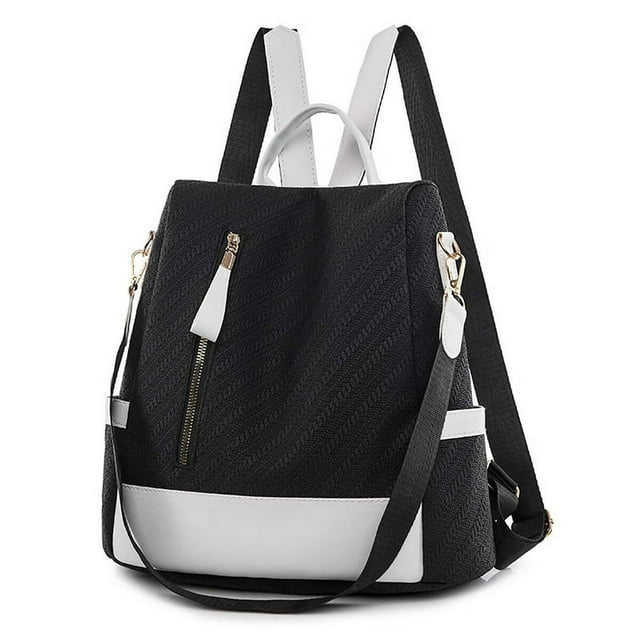 Women Backpack Purse Waterproof Nylon Anti-theft Rucksack Lightweight Shoulder Bag Beige