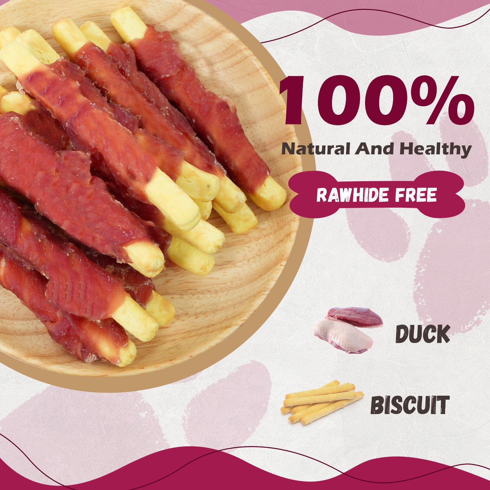 (2 pack) PAWUP Duck Wrapped Pumpkin Biscuits Dog Treats, Rawhide Free, Promote Digestion Soft Chewy Dog Snacks for All Dogs, 10.6oz