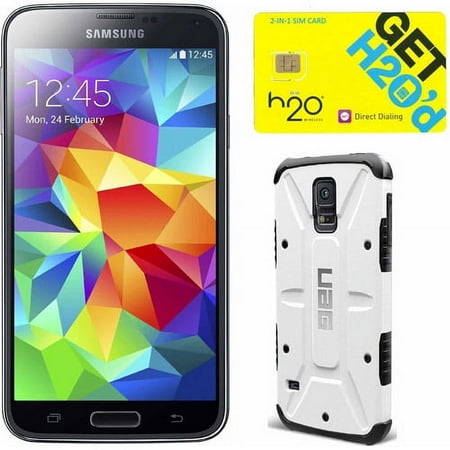 Samsung Galaxy S5 Black GSM Smartphone (Unlocked) with UAG and H2O SIM