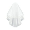 thumbnail image 5 of Bridal Veil - Double-Layered Solid Color Ribbon Edge Design Wedding Veil Soft Mesh Material Prom Cosplay Veil with Comb, 5 of 8