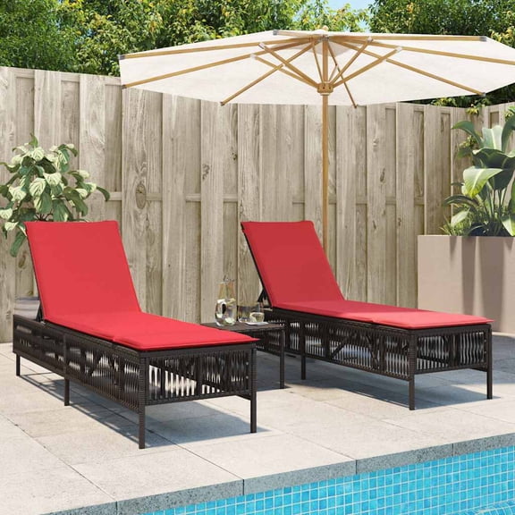 vidaXL Patio Sun Lounger Brown PE rattan 78 x 21.7 x 37.8 in