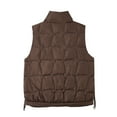 thumbnail image 5 of Htigea Womens Quilted Vest Lightweight Sleeveless Jacket with Pockets Stylish Zip Up Stand Collar Outerwear Coffee XXL, 5 of 9