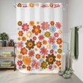 thumbnail image 6 of No Hook Shower Curtain, Bohemia Floral Shower Curtains for Bathroom with See Through Top Window, Vintage Orange Pink Flowers Boho Style Beige Waterproof & Washable Bath Curtain Stall 48"x72", 6 of 9