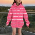 thumbnail image 2 of GNFQXSS Kids Striped Half Zip Hooded Sweatshirt Relaxed Pullover Soft Breathable Comfortable Casual School Outdoor Wear Hot Pink 9-10Years, 2 of 5