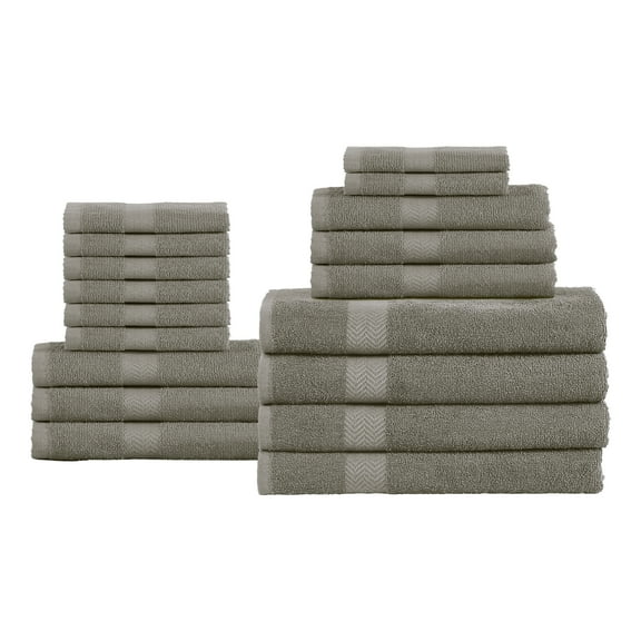 Impressions Bolingbroke Eco-Friendly Cotton 18-Piece Towel Set, Charcoal