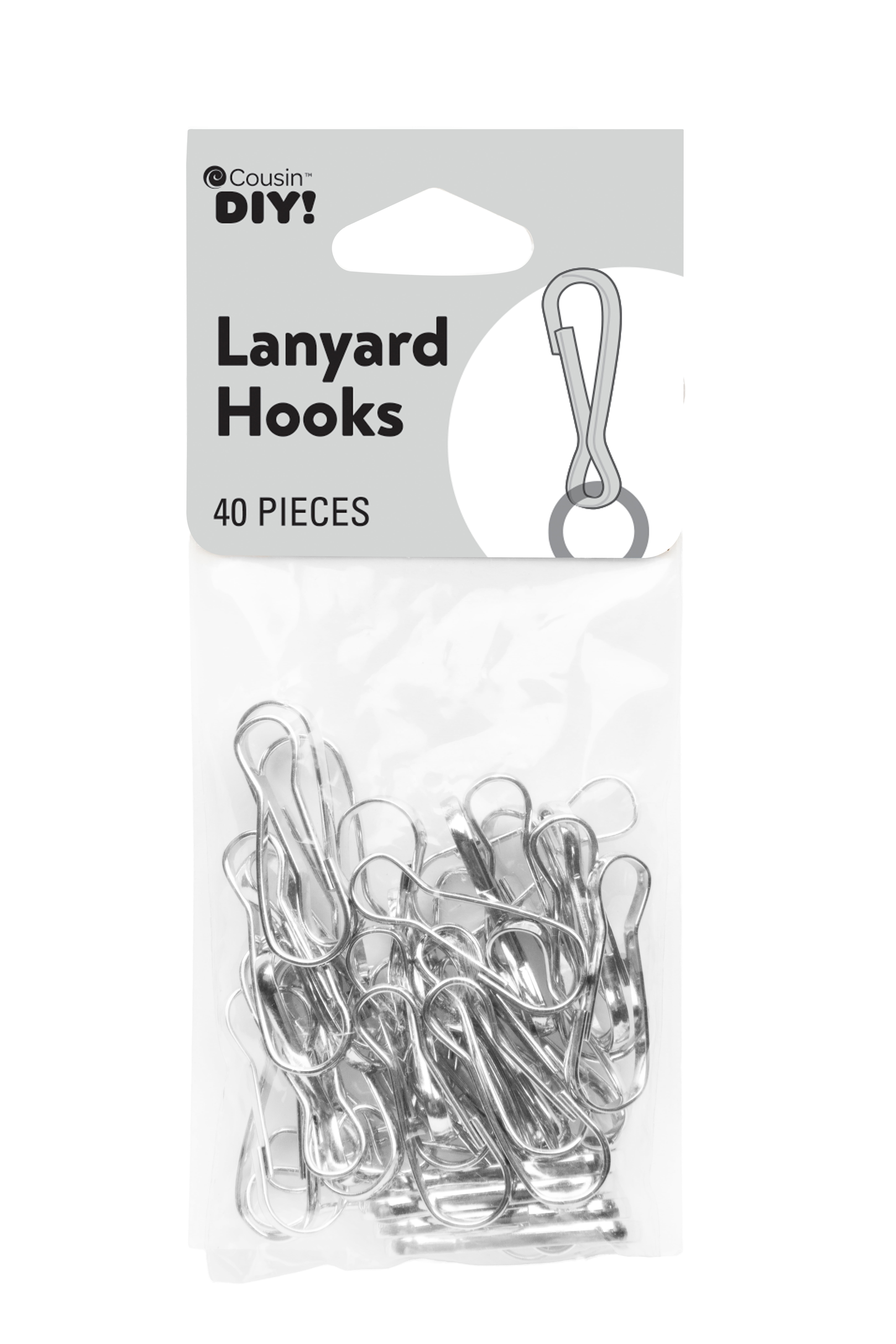 Cousin DIY Metal Lanyard Hooks, Silver Finish, 40 Piece