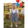 thumbnail image 4 of BemeyourBBs Baby Girl 4th of July Outfit Baby Girls Patriot Independent Day Clothes Summer Romper Flag Print Faux Two-Piece Cute Bow Short Sleeve Jumpsuit with Headband Set, 4 of 9