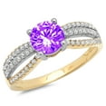 thumbnail image 2 of 1.27 ct Round Cut Natural Amethyst Solitaire with Accents Engagement Ring for Women in 18K Yellow/White Gold, 2 of 2