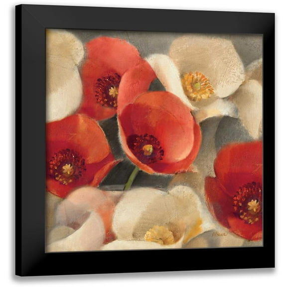 Hristova, Albena 12x12 Black Modern Framed Museum Art Print Titled - Poppies Bloom II