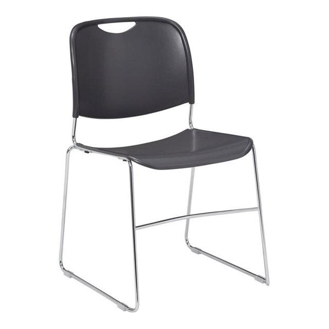 Pemberly Row 31" Modern Ultra-Compact Plastic Stack Chair in Gunmetal Gray