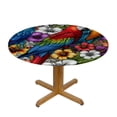 thumbnail image 3 of PIKWEEK  Parrots Fitted Round Table Cloth Exotic Beautiful Flower Branch Bright Colorful Nature Wild Animal Art Elastic Stretch Tablecloth, 3 of 7