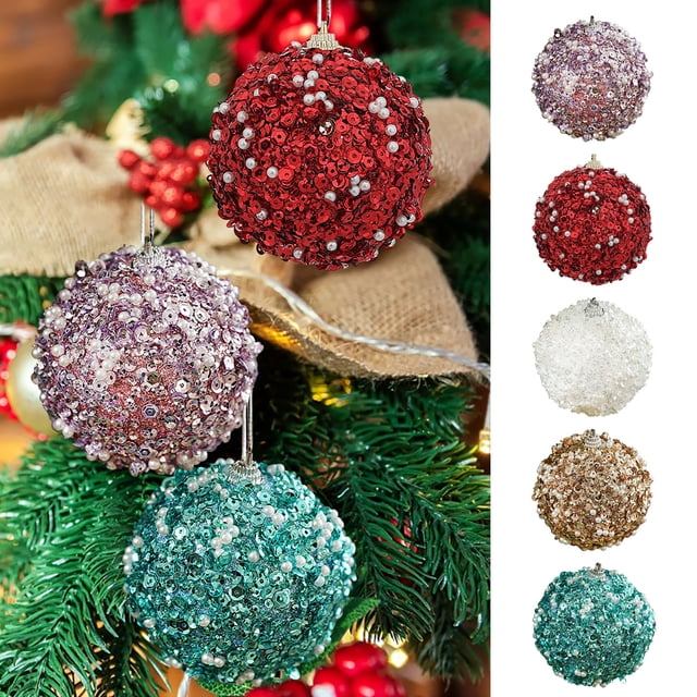 Fiudx Colgante para Árbol de Navidad de 8 Cm, Diseño de Espuma con Lentejuelas Brillantes, Ligero y Portátil, Multiusos, Ideal para Decorar El Hogar En Días Festivos, Apto para Varios Estilos de Árbo