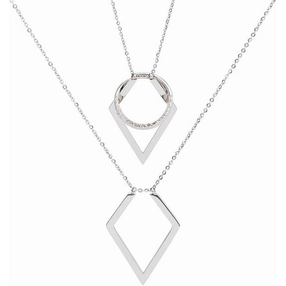 Ring Holder Necklaces Rhombus Pendant Ring Keeper Necklace Stainless Steel Wedding Rings Necklace for Wife Fiancee Nurse Ladies Gift Gray