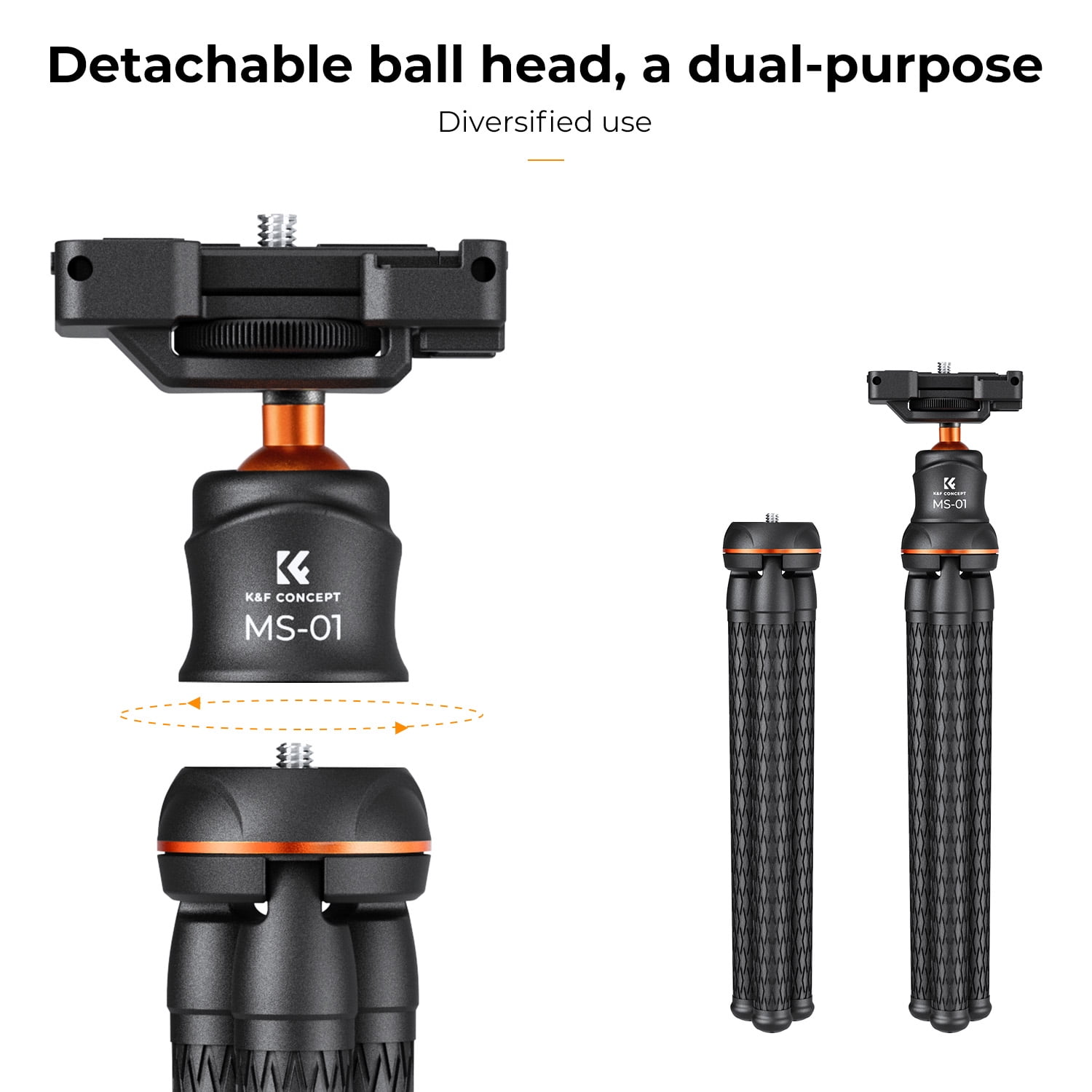 K&F Concept Camera Tripod Versatile Mini Flexible Phone Stand, Adjustable Legs Phone Tripod with Bluetooth Remote for Cellphones Video Recording, Vlogging and Travel Photography