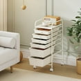 thumbnail image 2 of Costway 6 Drawer Rolling Storage Cart Scrapbook Paper Office Organizer Macaron White, 2 of 10