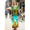 thumbnail image 4 of HAPPY BAY Women's Summer Loungewear African Beach Cover Up Slit Dress Home Wear Maxi Dresses Caftans for Women 2X-3X Leopard Blue, Animal Skin, 4 of 5