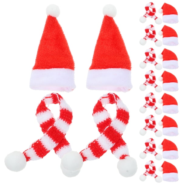 20 piezas de adorables adornos navideños de punto, mini adornos navideños para muñecas.