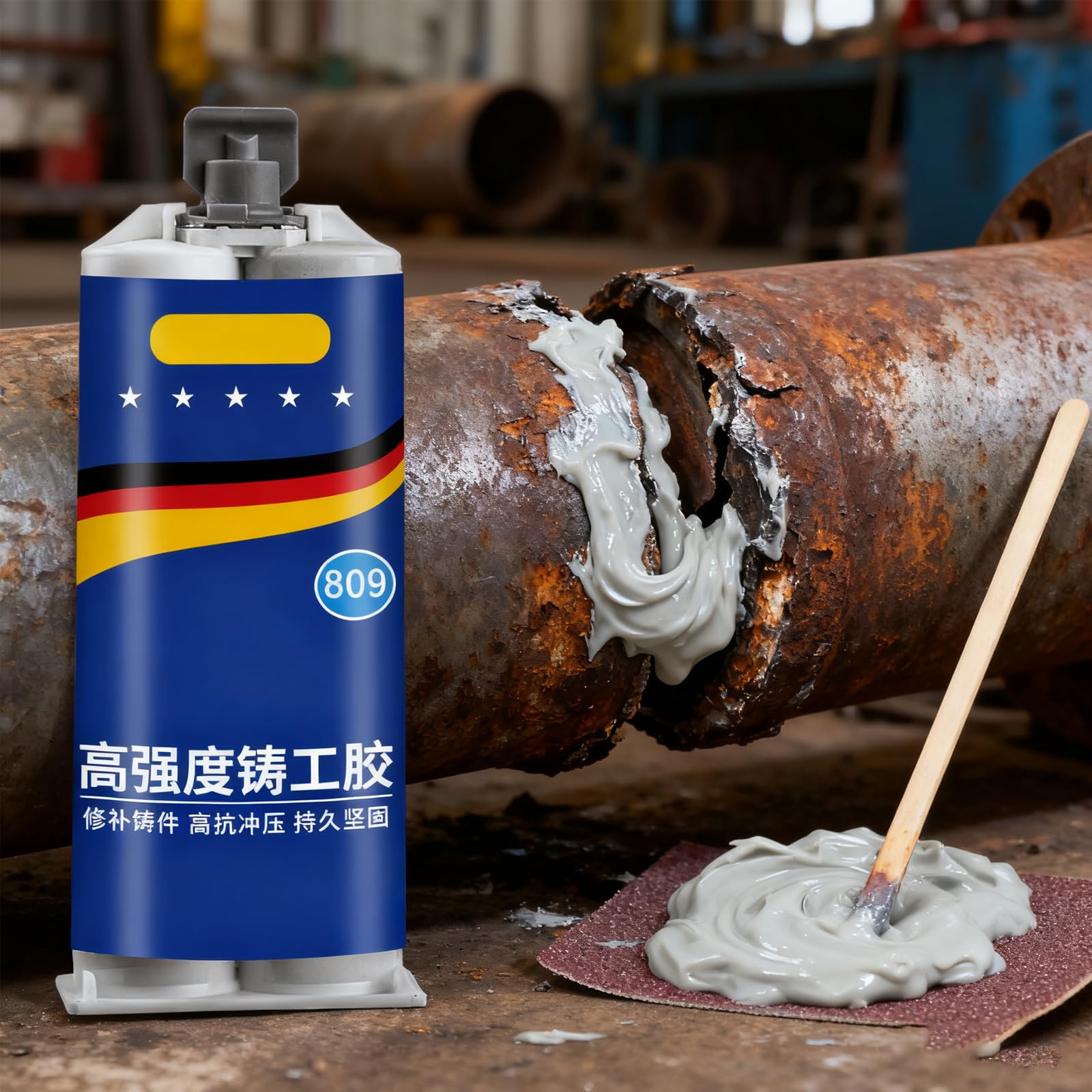 Industrial Grade Stainless Steel Casting AB Rubber, Strong Casters Glue, Metal Repair Glues, Casting Repair Glue, High Temperature Resistant Welding for Metal,Plastic, Ceramic, Wood(3 Set)