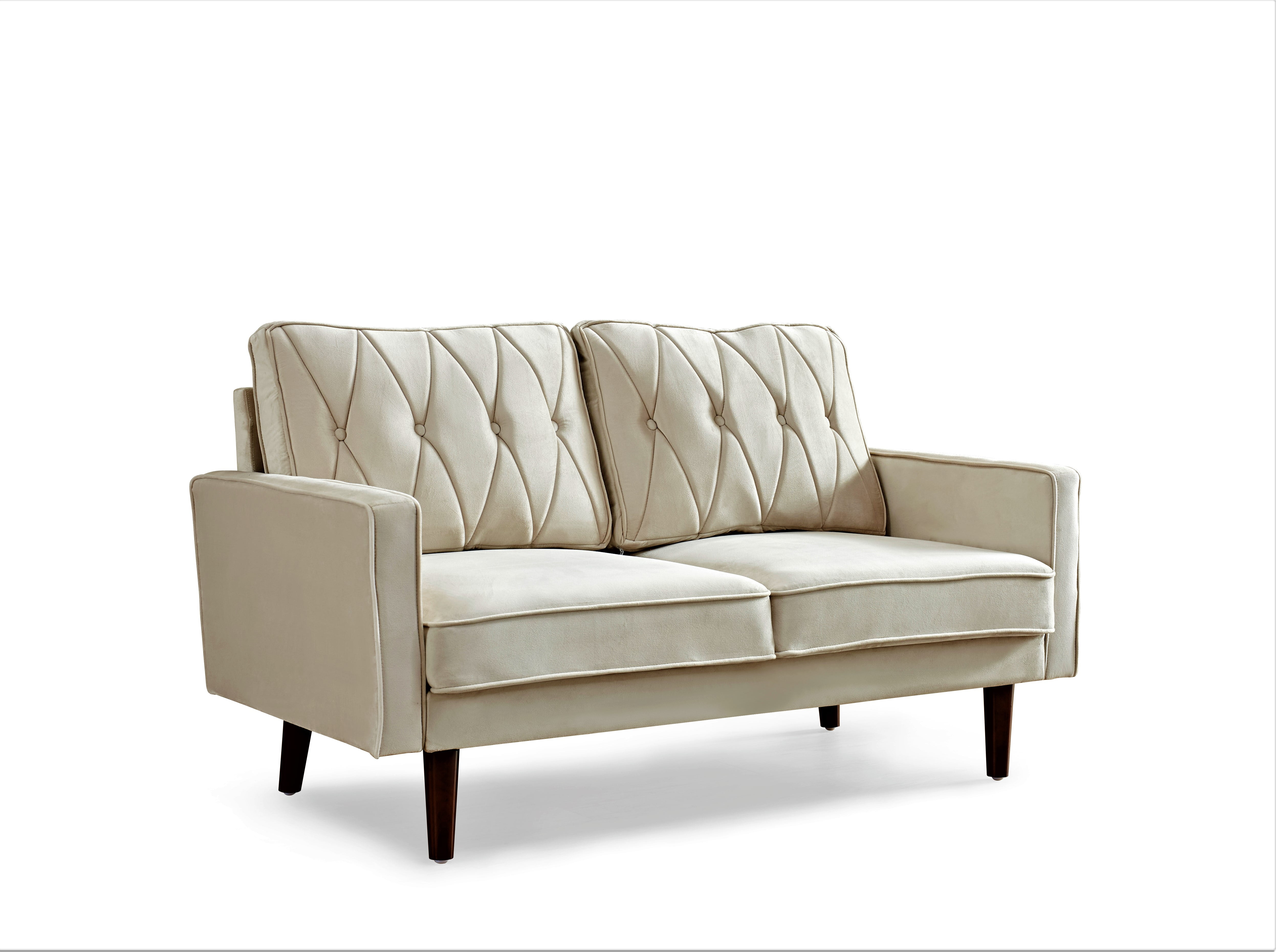 Us pride furniture Feemster 57.5'' Velvet Square Arm loveseat -Ivory
