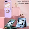 thumbnail image 2 of Skin Slim Cover for Samsung Galaxy Z Flip 5 5G Case with Ring Back Screen Hinge Protection Kickstand Flip5 PC Hard Phone Case (Black,Z Flip 5), 2 of 10
