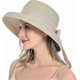 thumbnail image 1 of Womens Sun Straw Hat Summer UV Protection Travel Foldable Brim Bucket Hat Vintage Cloche Beach Fishing Cap, 1 of 4