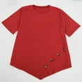 thumbnail image 4 of HADST Womens Tunic Tops Short Sleeve Asymmetrical Hem Button Detail Loose Fit Tees Crew Neck T-Shirts for Summer, 4 of 8