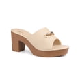 thumbnail image 1 of BLISSFUL STEP Open Toe Platform Block Heel Slides Sandals for Women Beige 9.5, 1 of 7