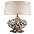 thumbnail image 1 of Benzara BM240303 Table Lamp with Scrolled Peacock Feather Cutout Base, Silver, 1 of 5