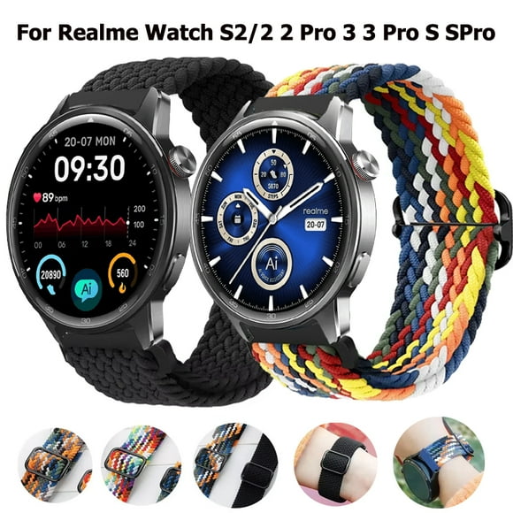 22mm Braided Solo Loop For Realme Watch S2 Smartwatch Sport Bracelet For Realme Watch 2 2 Pro 3 3 Pro S SPro Replacement Band