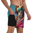thumbnail image 2 of Gukieu Colorful Sunglasses Dog Print Men's Double Layer Sports Swim Trunks, Quick Dry Adjustable Waist Swim Shorts Swimwear-Medium, 2 of 6
