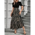 thumbnail image 6 of Women's Summer Short Sleeve Color Block Maxi Dress, Print Belted A-Line Casual Daily Vacation Dress, 6 of 12