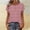 *Hot Pink, variant on ClodeEU Women's Summer Print Short Sleeve Crewneck T-Shirt with Button ,Casual Loose Top Khaki,Womens Plus S