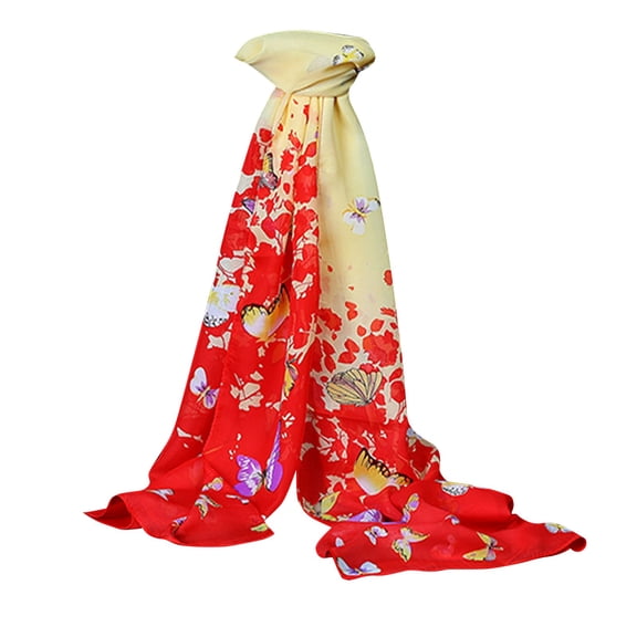 kaondbfi Women's Summer Outdoor Travel Essentials Accessories Scarf for Women Butterflies Printed Chiffon Silk Scarf and Long Ladies Scarf Shawl Dual-use