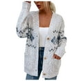 thumbnail image 3 of VISALY Long Cardigans Button Down Cardigans Women’S Front Cardigan Striped Batwing Sleeve Long Knit Cardigan Casual Sweater with Pockets Chunky Cardigan Sweaters Soft Cardigans Grey L, 3 of 9