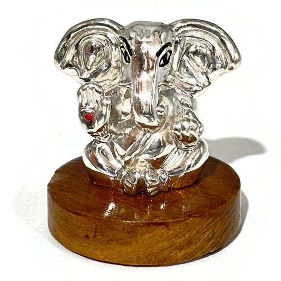 999 Pure Silver Ganesh / Ganpathi 1.25-inch Tall idol / Statue / Murti (Figurine #50)