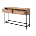 thumbnail image 2 of J&D Designs Reed 2-Drawer Coastal Wood & Iron Console Table in Brown/Black, 2 of 4