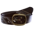 thumbnail image 2 of 1 1/2" Oval Snap on Perforated Nailhead Studded Cowhide Solid Leather Belt, 2 of 4