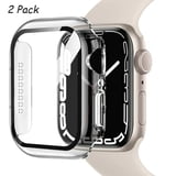 Durecopow For Apple Watch Series 6 (44mm) / Series 5 (44mm) / Series 4 (44mm) Case 2 Pack + Clear Hard PC Screen Protector, Shock Adsorption [Clear]