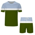 thumbnail image 3 of Vedolay Men's 2 Piece Outfits Short Sleeve T Shirt and Plaid Shorts Set Tracksuit(Army Green,X-L), 3 of 5