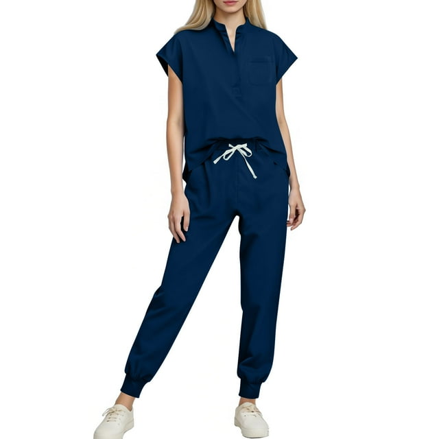 HongQid Uniformes Médicaux pour Femmes Ensemble de Sarraus Médicaux Haut et Pantalon