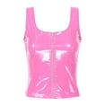 thumbnail image 3 of TiaoBug Womens Patent Leather Camisole Wet Look Zipper Crop Tank Tops Vest Rave Clubwear Pink S, 3 of 6
