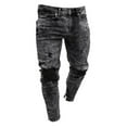 thumbnail image 3 of JINMGG Men Pants Clearance Mens Skinny Stretch Denim Pants Distressed Ripped Freyed Slim Fit Jeans Trousers Gray S, 3 of 7