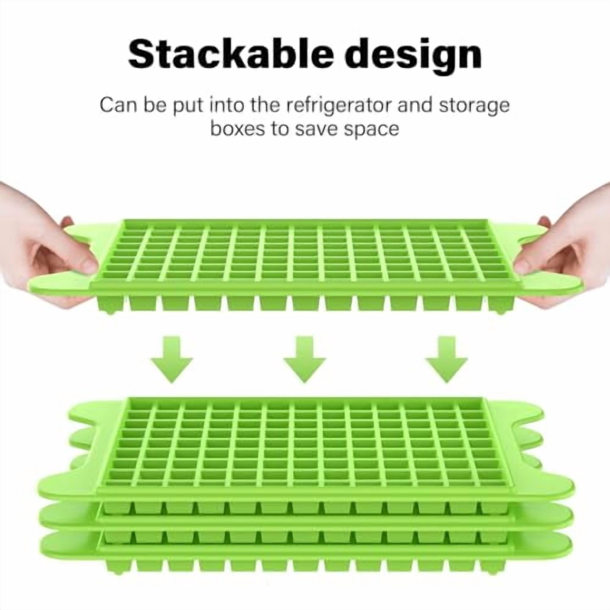 Mini Silicone Ice Cube Tray with Storage Bin - 117 Pcs Small Square Ice Maker for Freezer, Easy Release Nugget Ice Mold for Cocktails, Coffee & Cold Drinks
