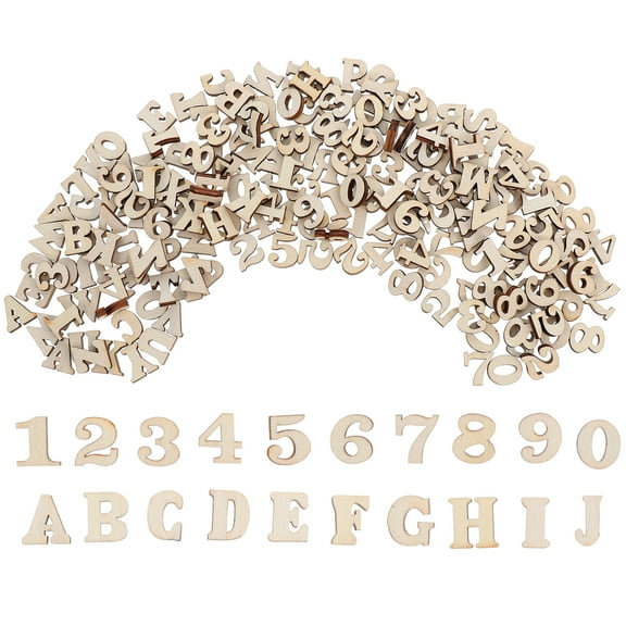 Wooden Craft Letters and Numbers for DIY Projects 200pcs Beige Wooden Toys for Kids Early Learning