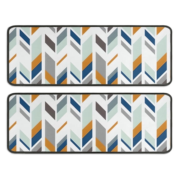 Kitchen Rugs Sets Of 2,Multicolor Chevron Pattern Anti Fatigue Kitchen Mat Rugs Non Slip Washable,Decorative Kitchen Floor Mats for Kitchen,Sink,Laundry,17"x47"+17"x47"
