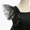 thumbnail image 4 of IBTOM CASTLE Kids Girls Birthday Party Sundress Floral Embroidery Backless Princess Tulle Tutu Wedding Pageant Dress 3-4 Years Black Floral, 4 of 8