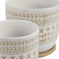 thumbnail image 3 of Contemporary Ceramic Flower Pots for Home Decor - Patterned Planters and Pots for Plants with Coordinating Saucer - Decorative Planters for Indoor Plants and Outdoor Use - Set of 2, 8", 6", Brown, 3 of 12